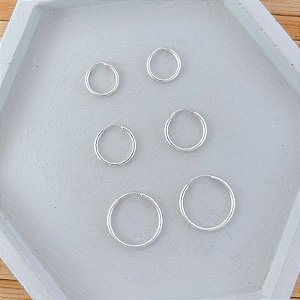 Brinco Trio de Argolinhas Finas de Encaixe P - Prata 925