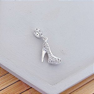 Berloque Sapato Scarpin Cravejado - Prata 925