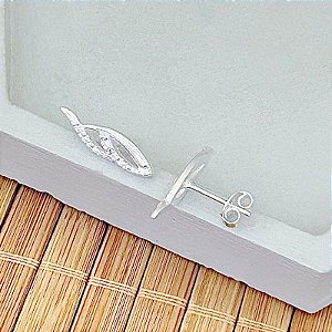 Brinco Curvas c/ 1 Zircônia 1,9cm - Prata 925