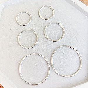 Brinco Trio de Argolinhas Finas de Encaixe - Prata 925