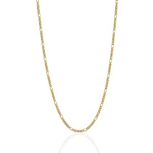 Colar Fígaro 5x1 1,5mm 45cm - Banho de Ouro 18k