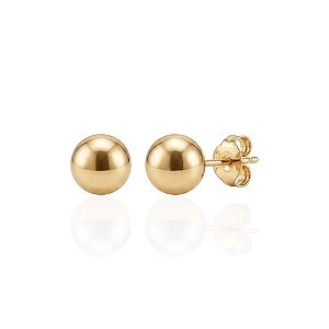 Brinco Bolinha Lisa 6mm - Banho de Ouro 18k
