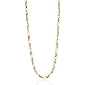 Colar Fígaro 3x1 1,5mm 45cm - Banho de Ouro 18k
