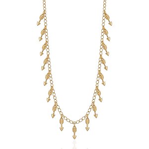 Colar Choker Flechas 38cm - Banho de Ouro 18k