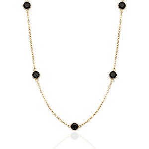 Colar Choker Elo Português e Pontos de Luz Preto 32cm - Banho de Ouro 18k