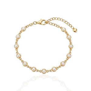 Pulseira 14 Perolas - Banho de Ouro 18k