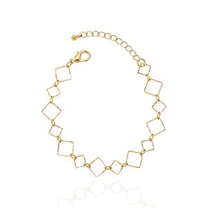 Pulseira Elos Quadrados Vazados - Banho de Ouro 18k