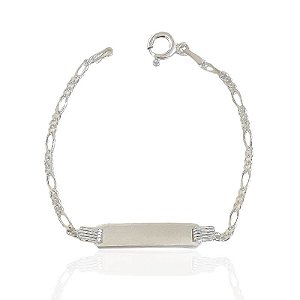 Pulseira Infantil Plaquinha 3x1 Fígaro - Prata 925
