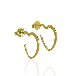 Brinco Argola Coração Lisa 2,3cm - Banho de Ouro 18k