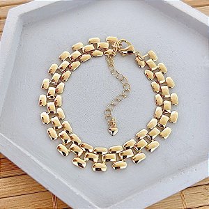 Pulseira Esteira 17cm - Banho de Ouro 18k