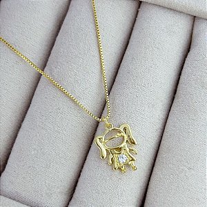 Colar Menina Cabeça Vazada 45cm + 5cm extensor - Banho de Ouro 18k