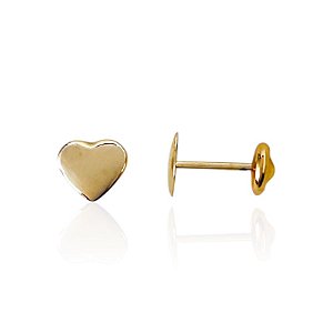 Brinco Infantil Coração Liso - Banho de Ouro 18k
