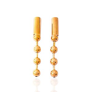 Brinco Tubo c/ Bolinhas 5cm - Banho de Ouro 18k