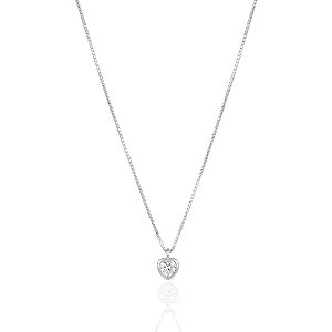 Colar Ponto de Luz Zircônia Coração Veneziana 45cm - Prata 925