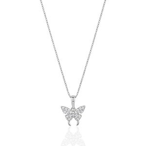 Colar Borboleta Cravejada Veneziana 45cm - Prata 925