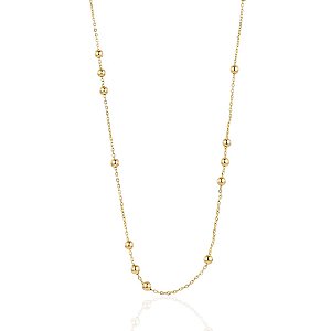 Colar Bolinha 3x1 40cm - Banho de Ouro 18k