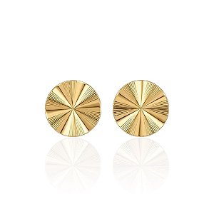 Brinco Redondo Martelado Riscado - Banho de Ouro 18k