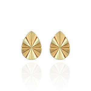 Brinco Gota Martelado Riscado - Banho de Ouro 18k