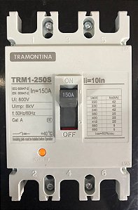 Disjuntor Tripolar 150A 25KA - TRM1 250s - Marca Tramontina