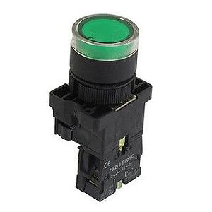 Botão De Comando Com Luminoso Verde Cabeça Plástica, Marca Chint