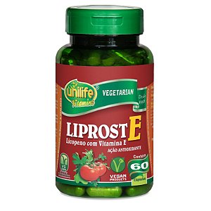 Liprost E - Licopeno com vitamina E – 60 cápsulas de 450mg cada – Unilife Vitamins.