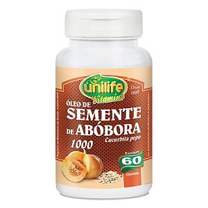 Óleo de Semente de Abóbora – Contém 60 cápsulas de 1200 mg – Unilife Vitamins.
