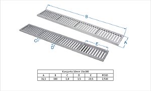 Ralo Linear 15 x 100 em Alumínio Fundido