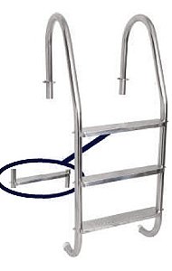 Escada Tradicional 4 Degraus Antiderrapantes em Inox 316 + 2 Canoplas INOX 316 e 2 Chumbadores INOX 316