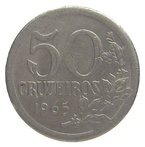 50 Cruzeiros 1965 MBC V.286 Cupro-Níquel