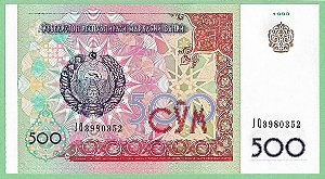 500 Som 1999 FE Uzbequistão Ásia