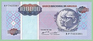 100000 Kwanzas 1985 FE Angola África