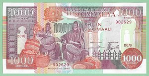 1000 Shillings 1990 FE Somália África