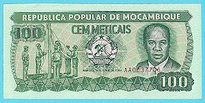 100 Meticais 1989 FE Moçambique África
