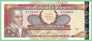20 Gourdes 2001 FE Haiti América Bicentenário da Constituição
