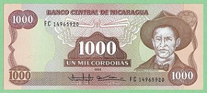 1000 Córdobas 1985 FE Nicarágua América