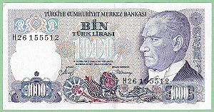 1000 Lira 1988 FE Turquia Ásia