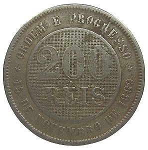 200 Réis 1898 MBC V-051 Com Marca