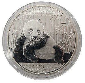 10 Yuan Urso Panda China 2015 Prata (0,999) - 31,1 g 1 OZ - 40 mm