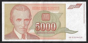 5.000 Dinara 1993 MBC Iugoslávia Europa