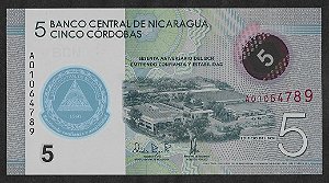 5 Córdobas 2020 FE Nicarágua América 60º Aniversário do Banco Central da Nicarágua Polímero