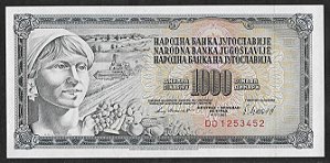 1,000 Dinara 1981 FE Iugoslávia Europa