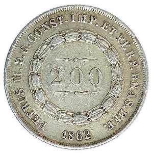 200 Réis 1862 Império Prata Cat. P580