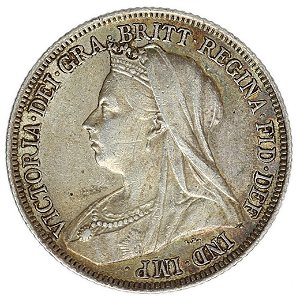 1 shilling 1899 Rainha Victoria Inglaterra Europa Prata (.925) 5.6g - 23mm