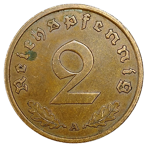 2 Reichspfennig 1939 (A) MBC Alemanha Europa