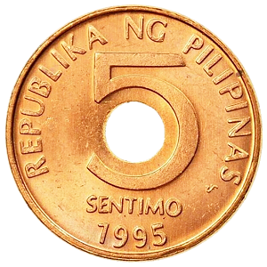 5 Cêntimos 1995 SOB Filipinas Ásia
