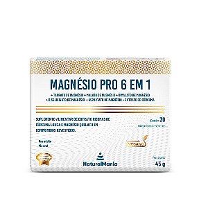 Suplemento alimentar de Extrato Cúrcuma e Magnésio Quelato em comprimidos revestidos Magnésio PRO 6 em 1 (30caps)
