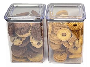 Conj. 2 Pote Hermético Alimentos Empilhável - 1,1 Litros Transparente
