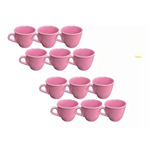 Jogo 6 Xicara Café Rosa Bebê 50 ml Acrilica