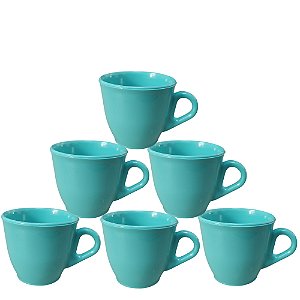 12 Xícara Café Cor Tifany Plástico Acrílico Pequena