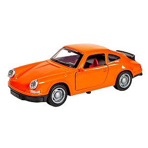 Carro Miniatura Porshe 911 Laranja Clássica Ferro Fricção Pneus Escala 1:32